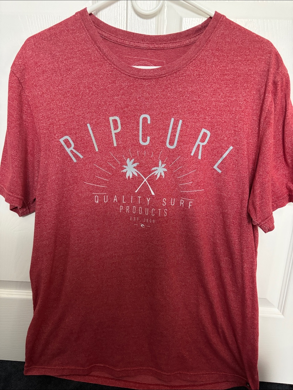 Rip Curl Heather Red Short Sleeve Surf Logo Tee